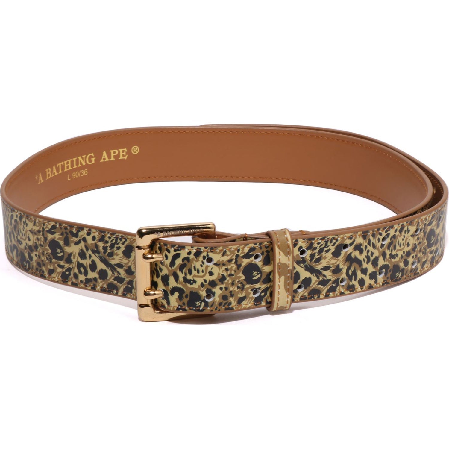WILD LEOPARD PATTERN LEATHER BELT MENS