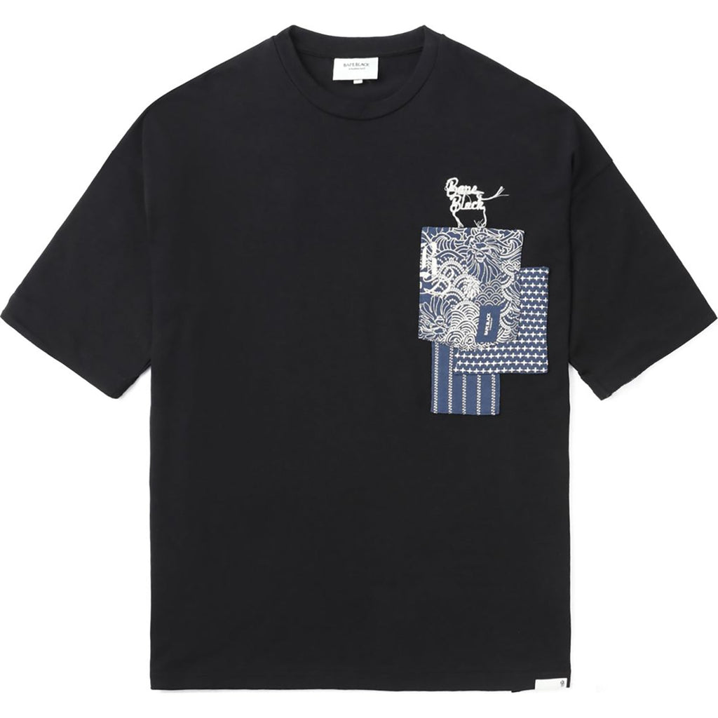 BLACK PATCHWORK POCKET TEE MENS