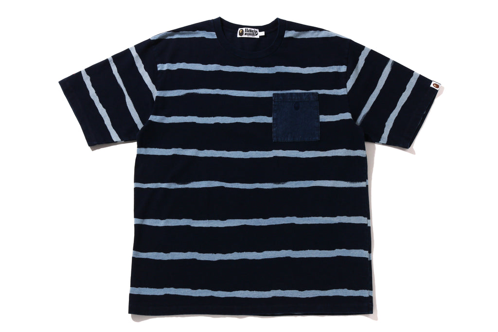 INDIGO DISCHARGE PRINT RELAXED FIT TEE MENS