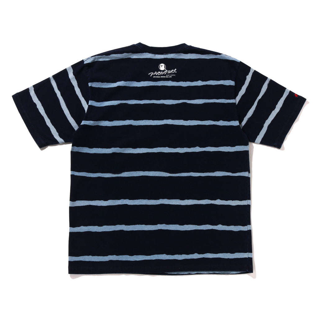 INDIGO DISCHARGE PRINT RELAXED FIT TEE MENS