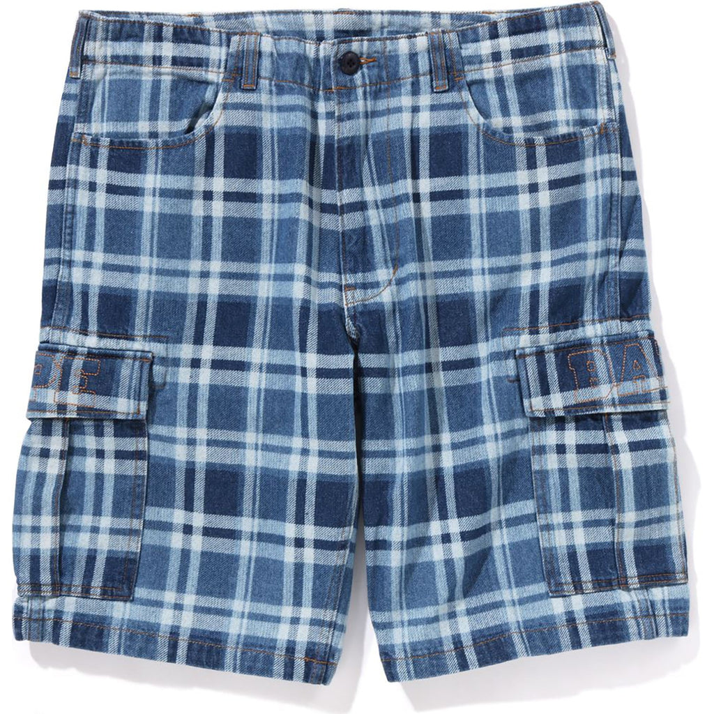 CHECK 6 POCKET DENIM SHORTS MENS