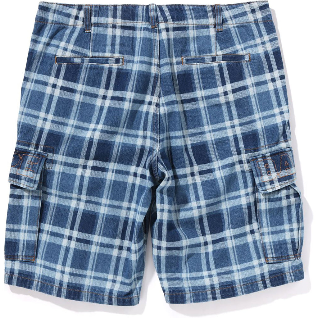 CHECK 6 POCKET DENIM SHORTS MENS