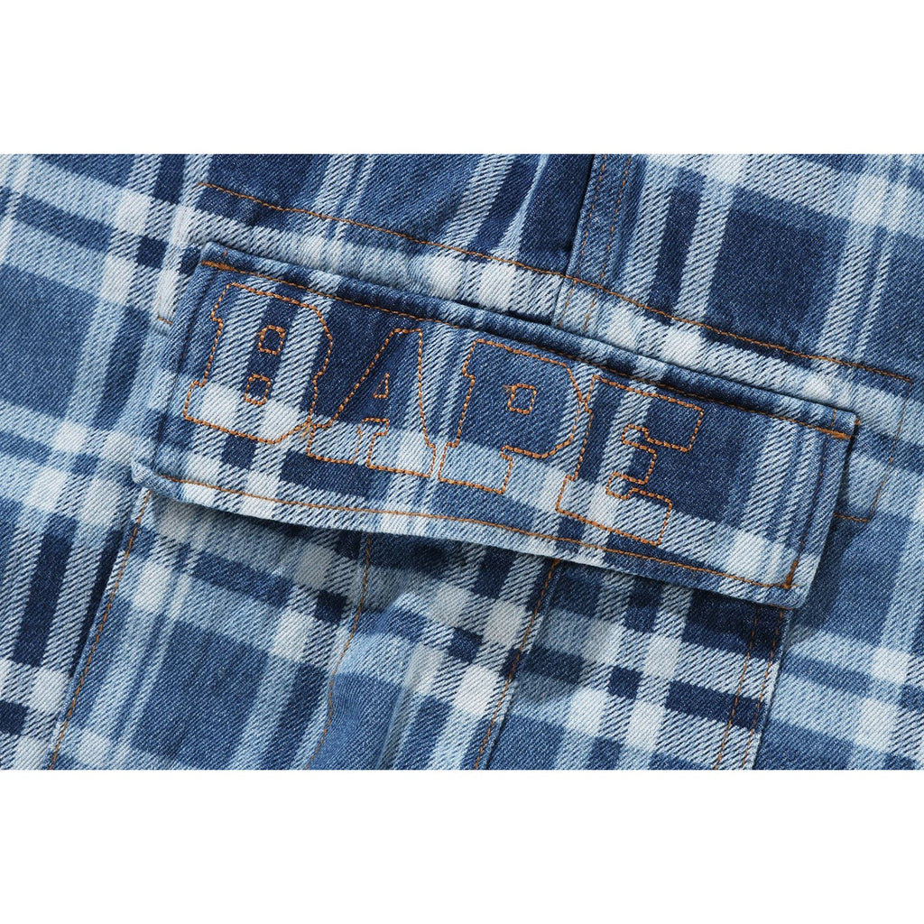 CHECK 6 POCKET DENIM SHORTS MENS