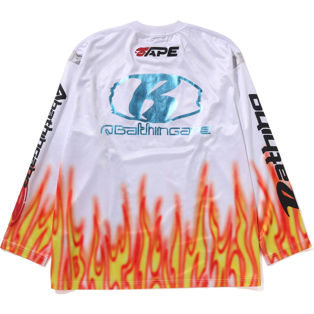 FLAME PATTERN MULTI LOGO RELAXED FIT FOOTBALL JERSEY MENS