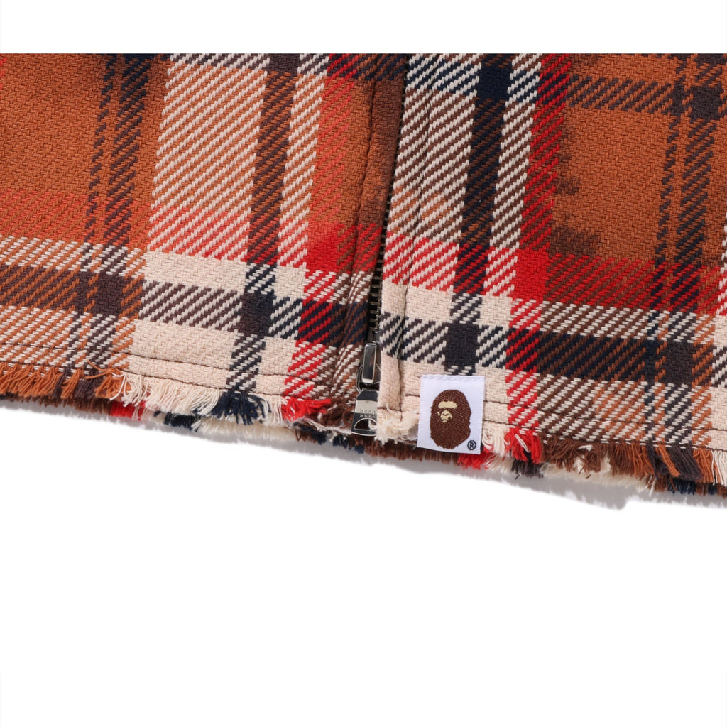 BLEACHED  CHECK ZIP SHIRT MENS