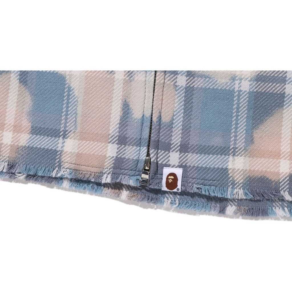 BLEACHED  CHECK ZIP SHIRT MENS