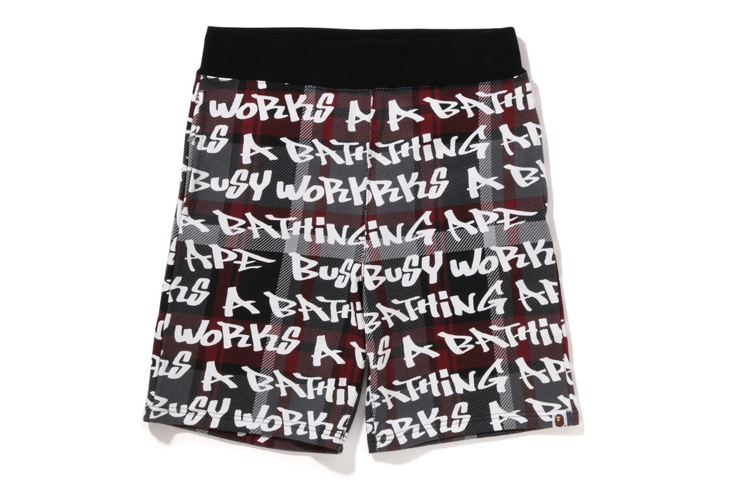 GRAFFITI CHECK SWEAT SHORTS MENS