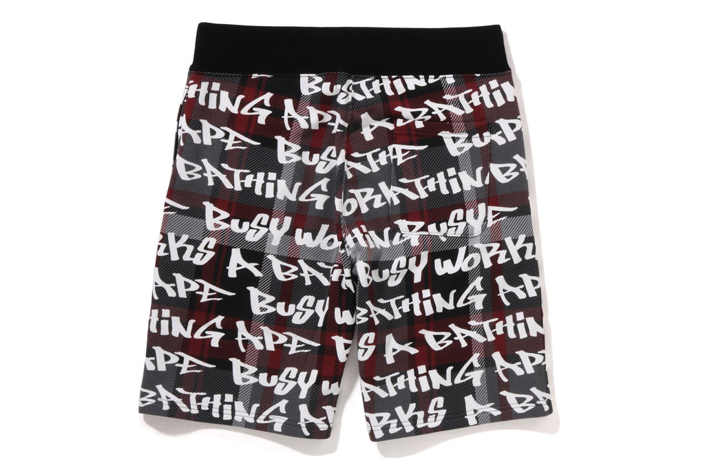 GRAFFITI CHECK SWEAT SHORTS MENS