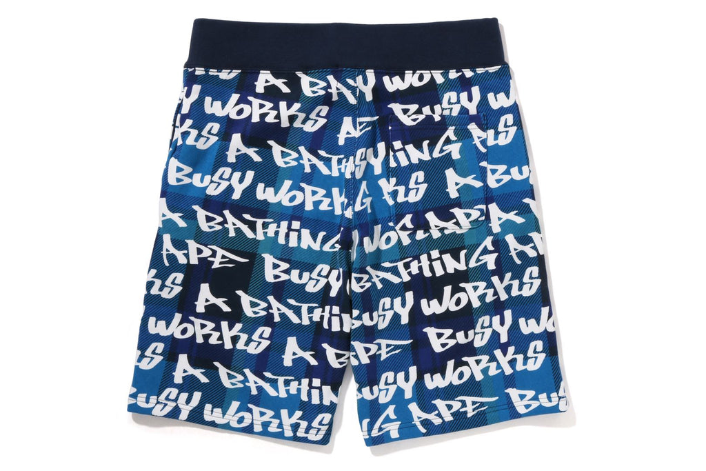 GRAFFITI CHECK SWEAT SHORTS MENS