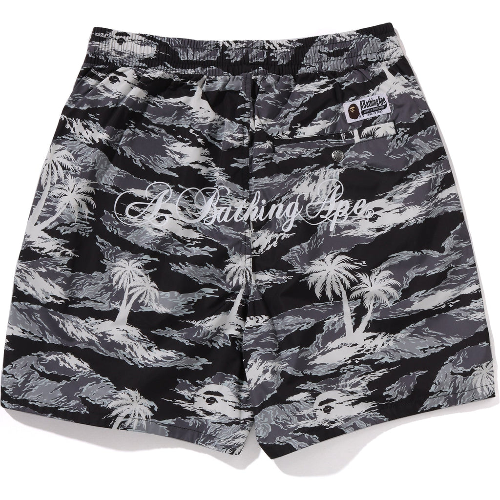 PALM TREE CAMO RELAXED FIT BEACH SHORTS MENS