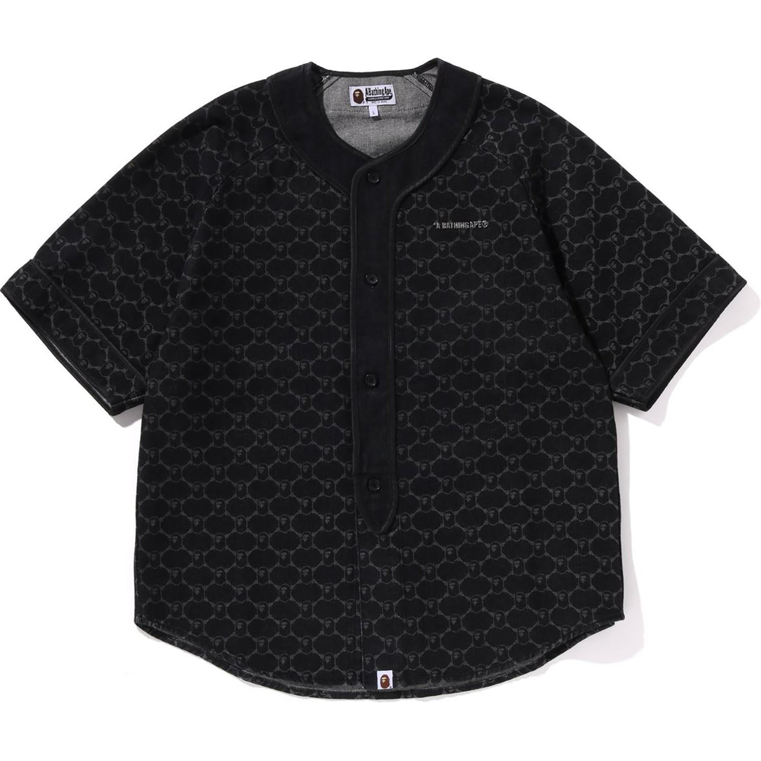 COLLEGE MONOGRAM BASEBALL SS DENIM SHIRT MENS