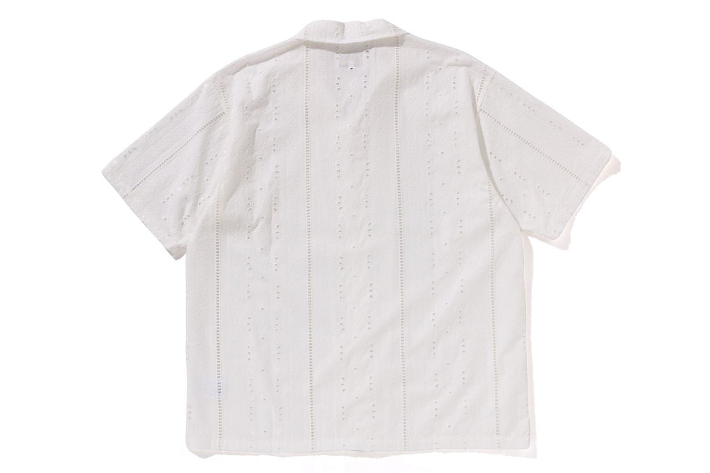 EMBROIDERY OPEN COLLAR SS SHIRT MENS