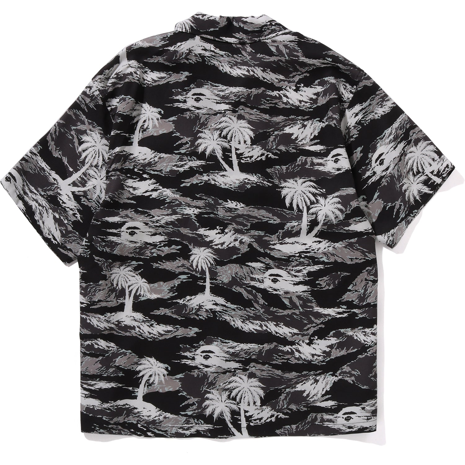 MENS PALM TREE CAMO OPEN COLLAR POCKET SS SHIRT