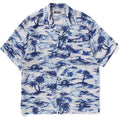 MENS PALM TREE CAMO OPEN COLLAR POCKET SS SHIRT