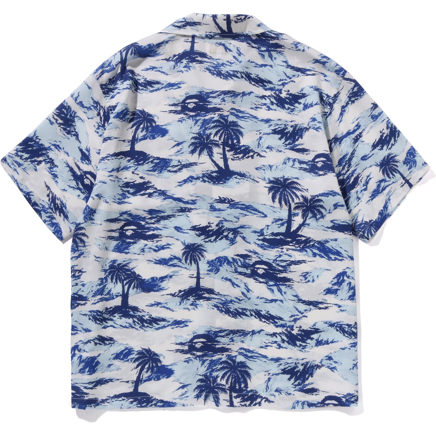 MENS PALM TREE CAMO OPEN COLLAR POCKET SS SHIRT