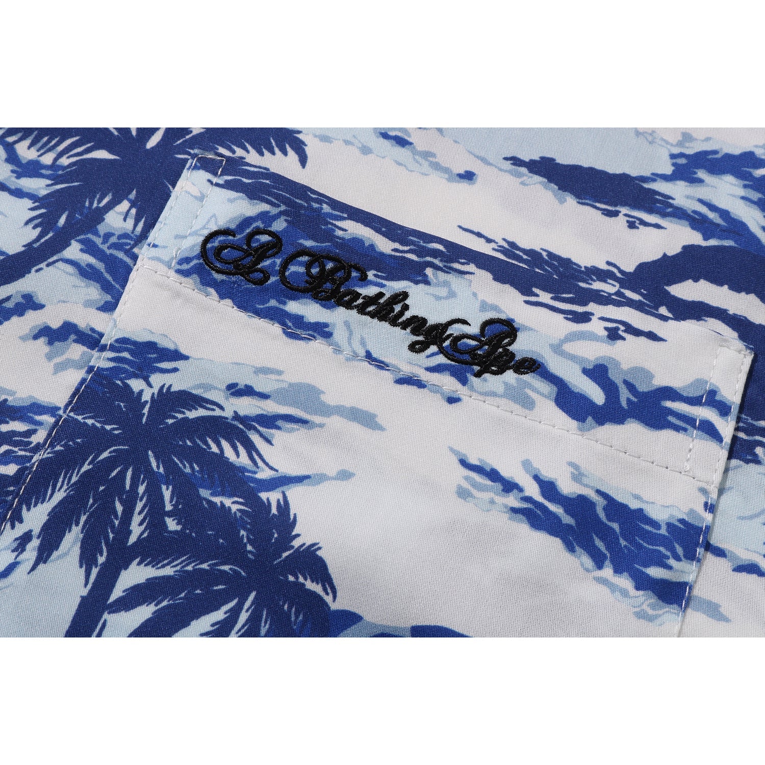 MENS PALM TREE CAMO OPEN COLLAR POCKET SS SHIRT