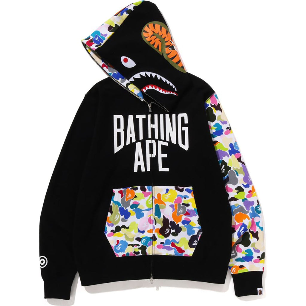 MULTI CAMO NYC LOGO SHARK FULL ZIP HOODIE MENS