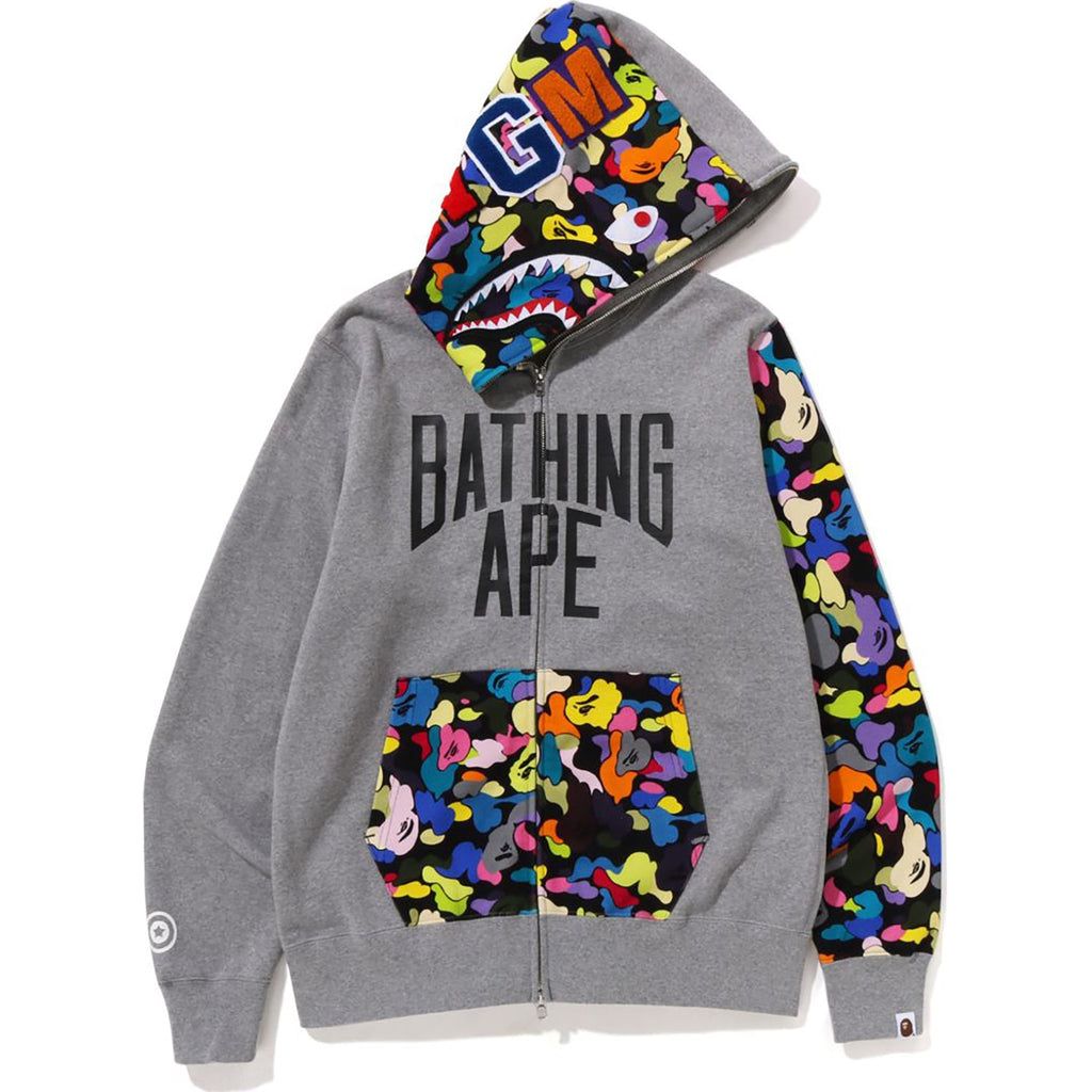 MULTI CAMO NYC LOGO SHARK FULL ZIP HOODIE MENS
