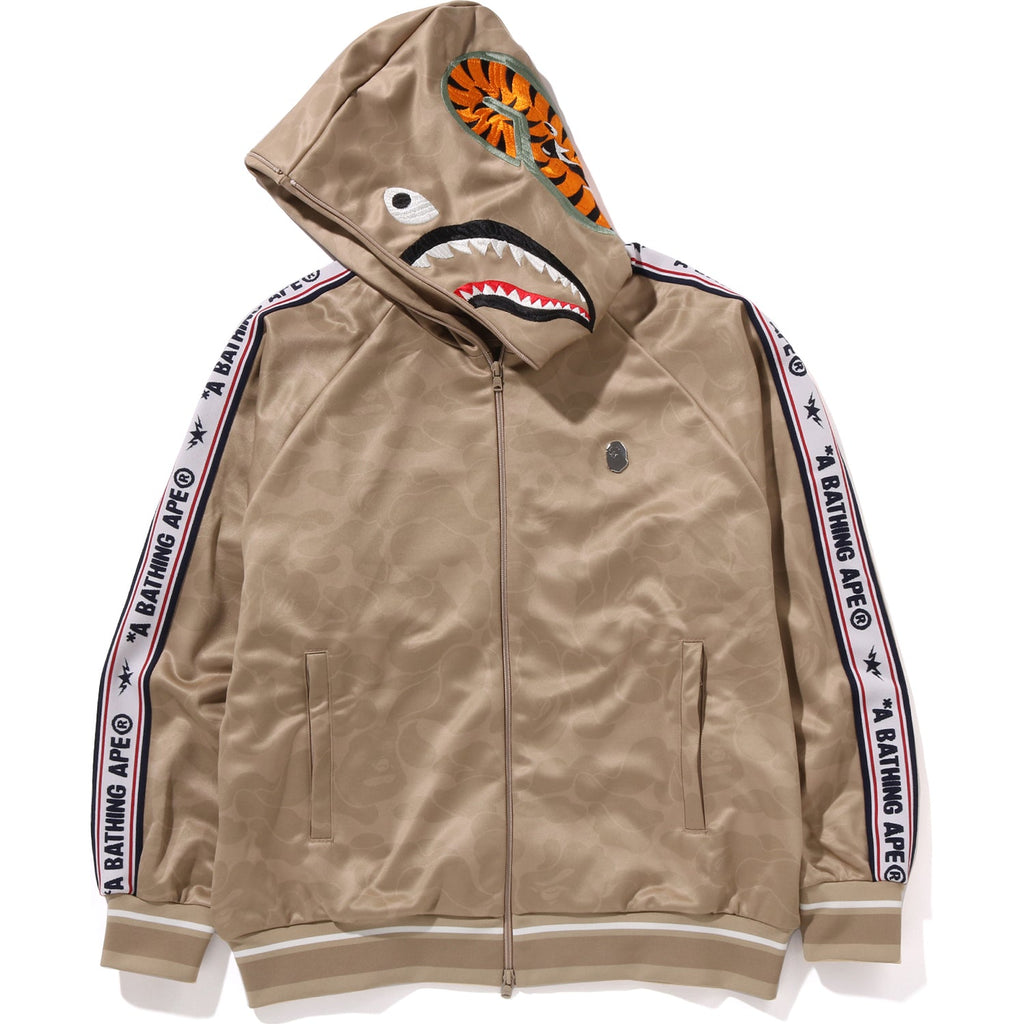MENS SOLID CAMO RELAXED FIT SHARK FULL ZIP HOODIE JACKET