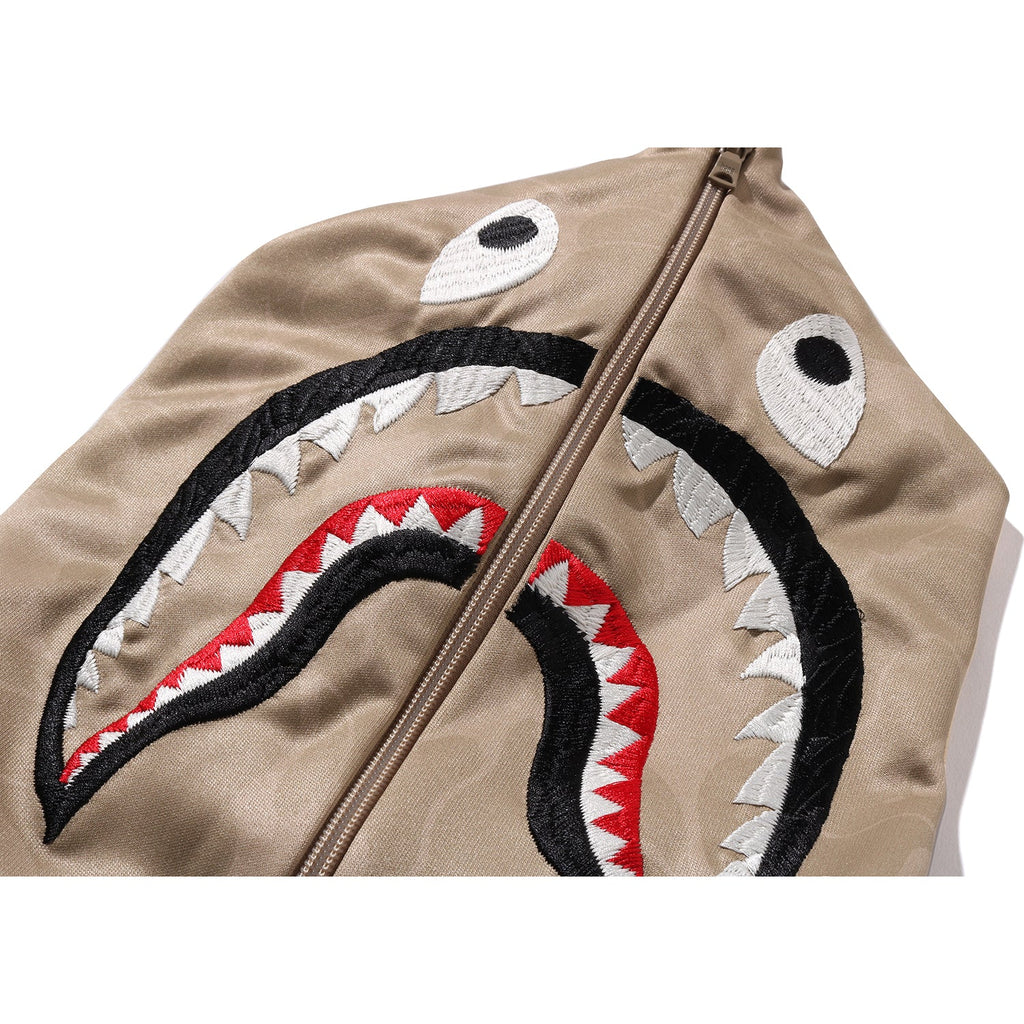 MENS SOLID CAMO RELAXED FIT SHARK FULL ZIP HOODIE JACKET