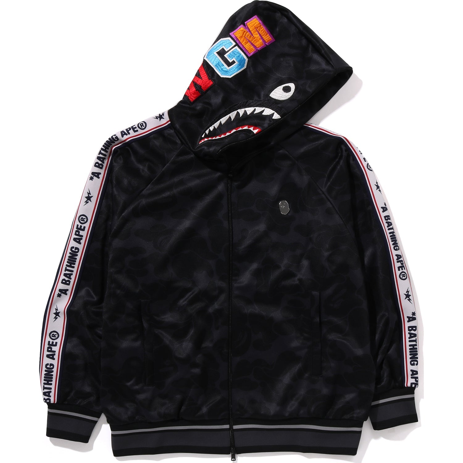 MENS SOLID CAMO RELAXED FIT SHARK FULL ZIP HOODIE JACKET