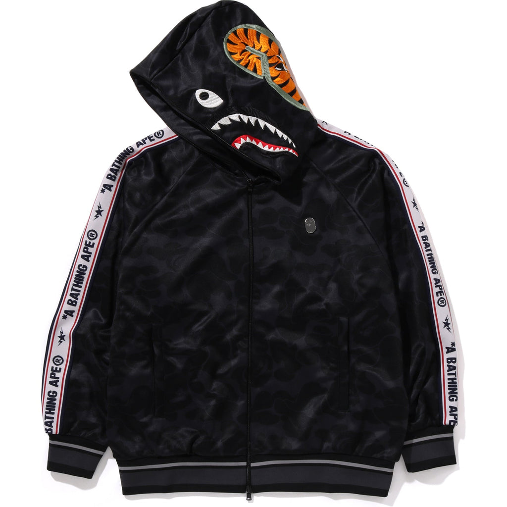 MENS SOLID CAMO RELAXED FIT SHARK FULL ZIP HOODIE JACKET