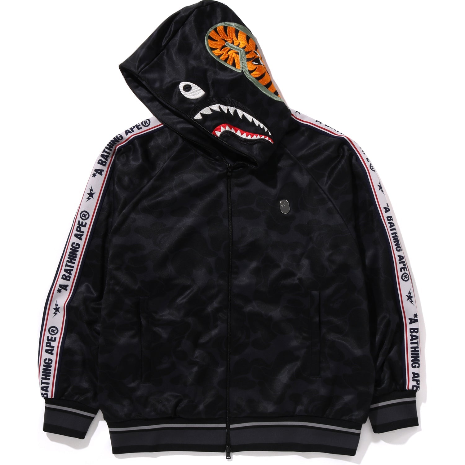 MENS SOLID CAMO RELAXED FIT SHARK FULL ZIP HOODIE JACKET