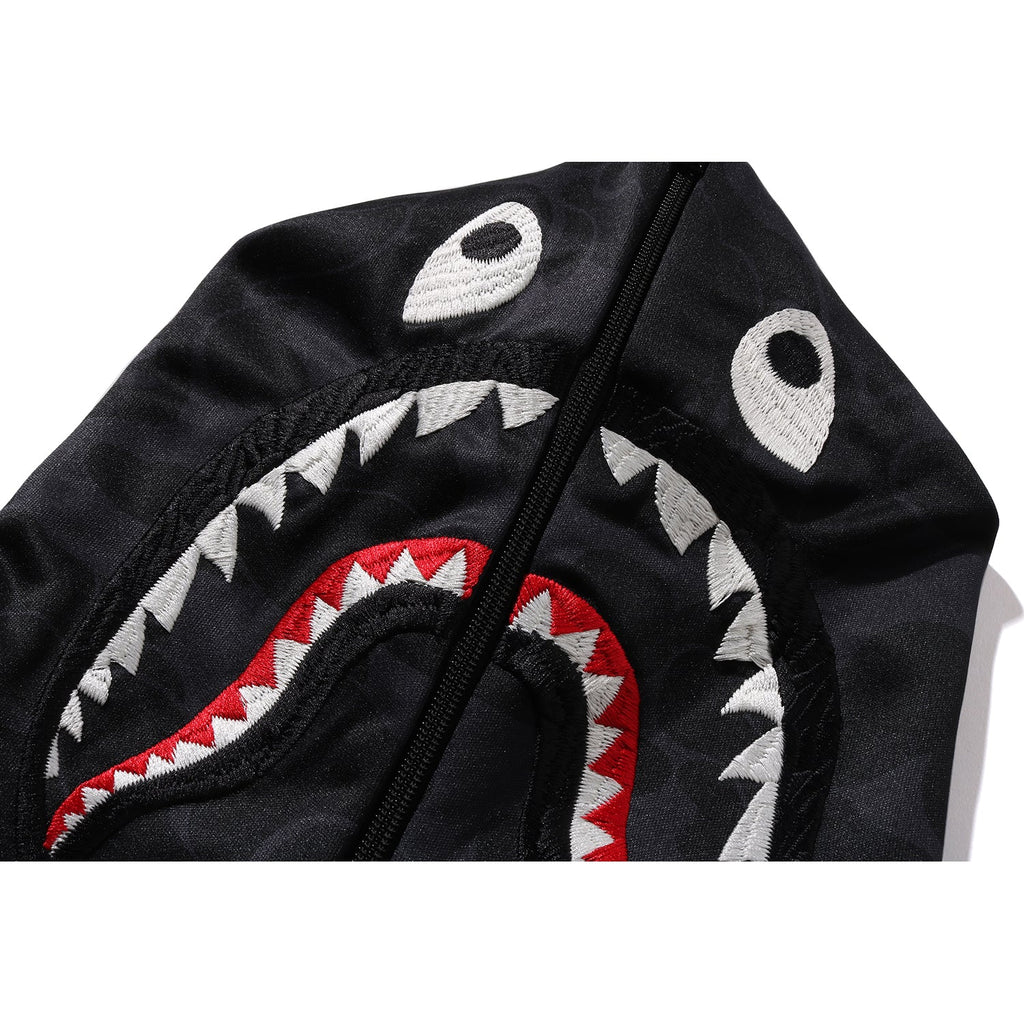 MENS SOLID CAMO RELAXED FIT SHARK FULL ZIP HOODIE JACKET