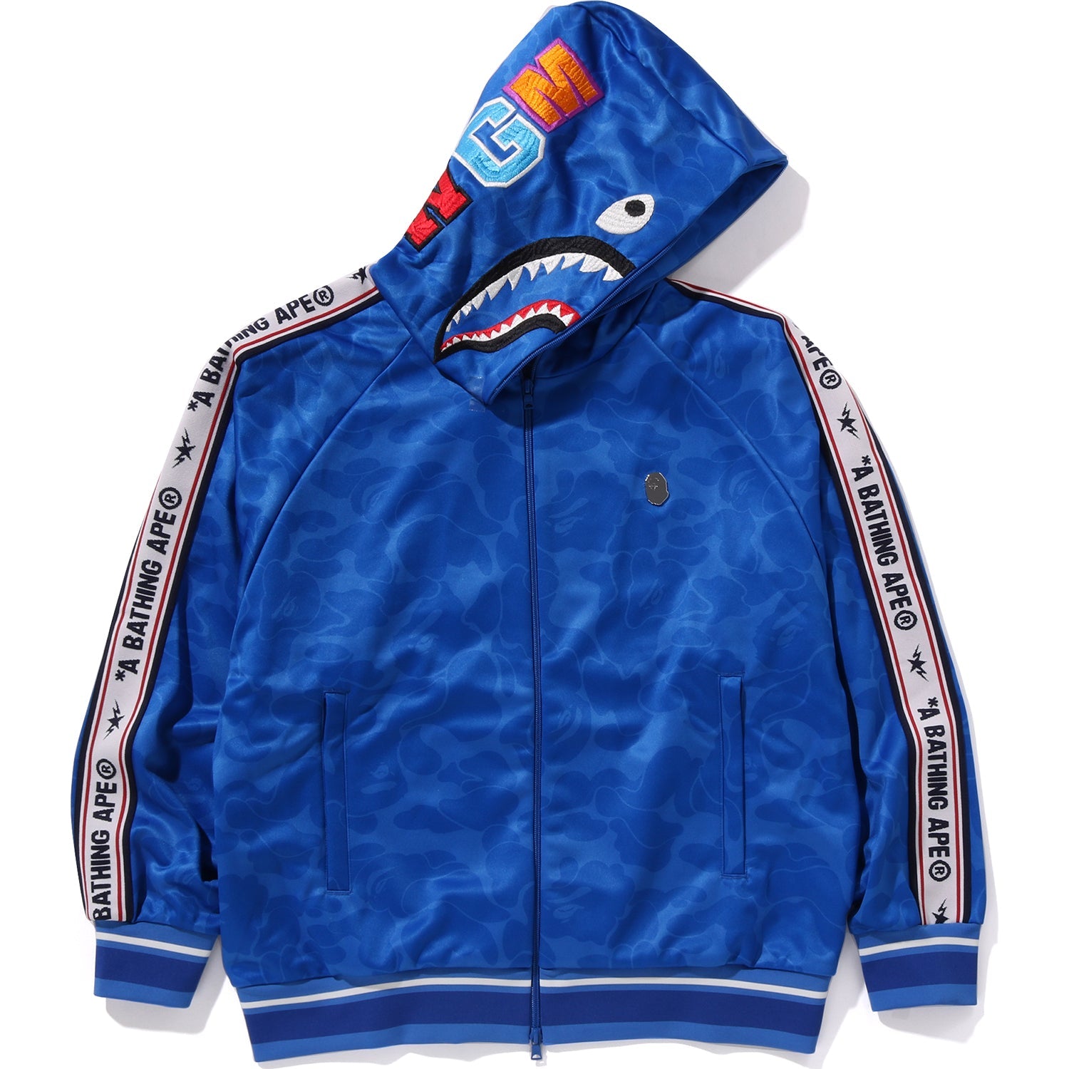 MENS SOLID CAMO RELAXED FIT SHARK FULL ZIP HOODIE JACKET