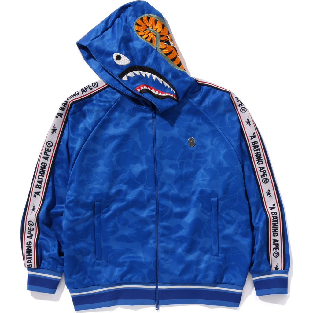 MENS SOLID CAMO RELAXED FIT SHARK FULL ZIP HOODIE JACKET
