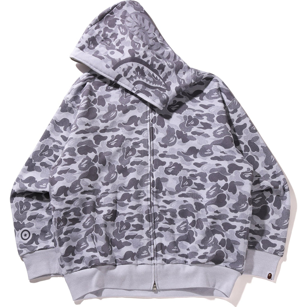 CAMO FAKE PRINT RELAXED FIT SHARK FULL ZIP HOODIE MENS