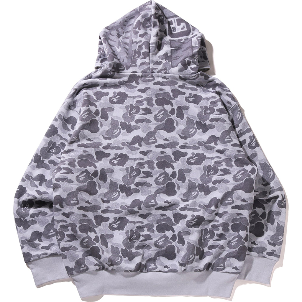 CAMO FAKE PRINT RELAXED FIT SHARK FULL ZIP HOODIE MENS