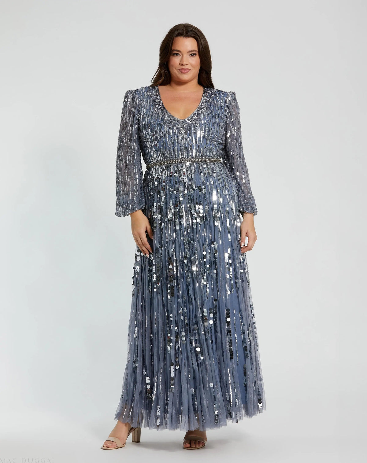 Women's Blue Dress - Blue Sequin Mesh