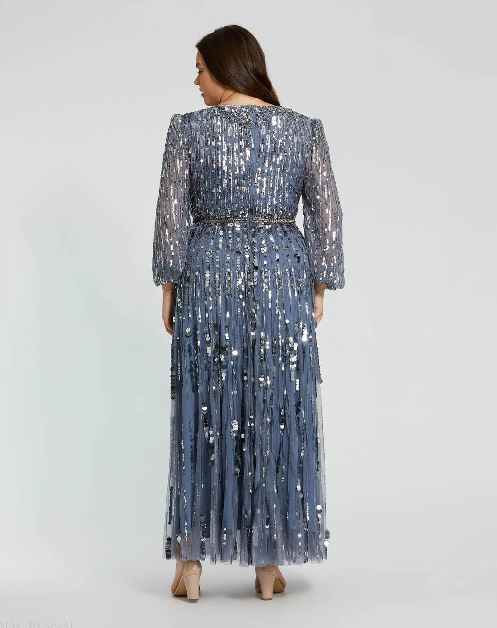 Women's Blue Dress - Blue Sequin Mesh