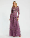 Women's Purple Dress - Black Sequin Floral