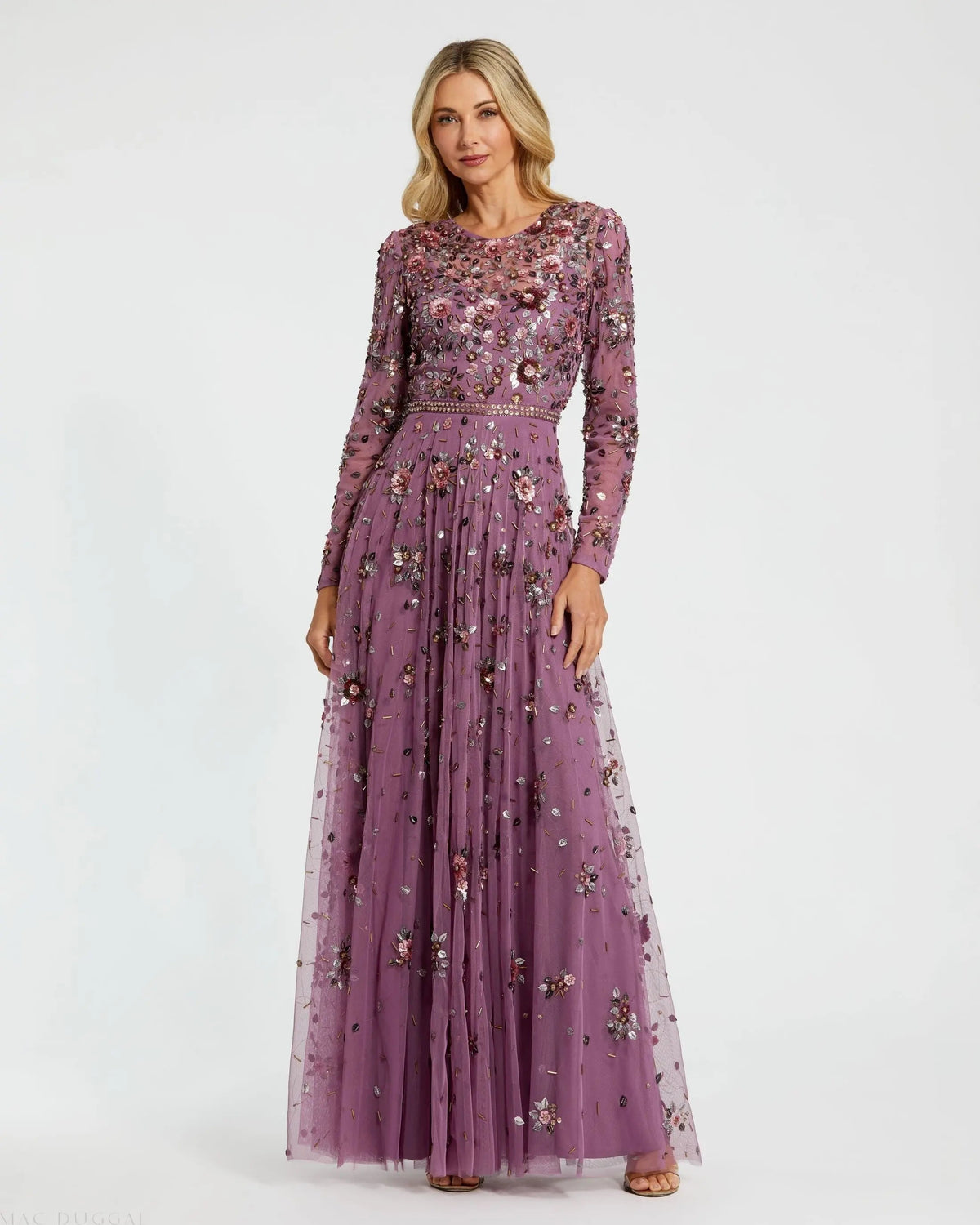 Women's Purple Dress - Black Sequin Floral