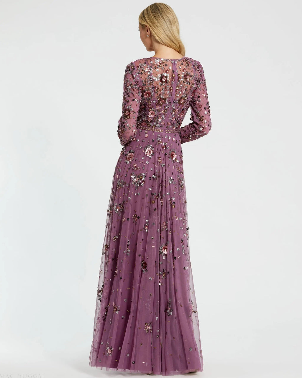 Women's Purple Dress - Black Sequin Floral