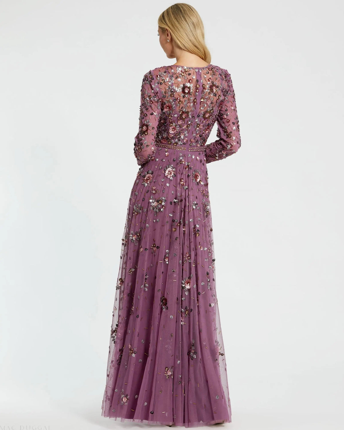 Women's Purple Dress - Black Sequin Floral