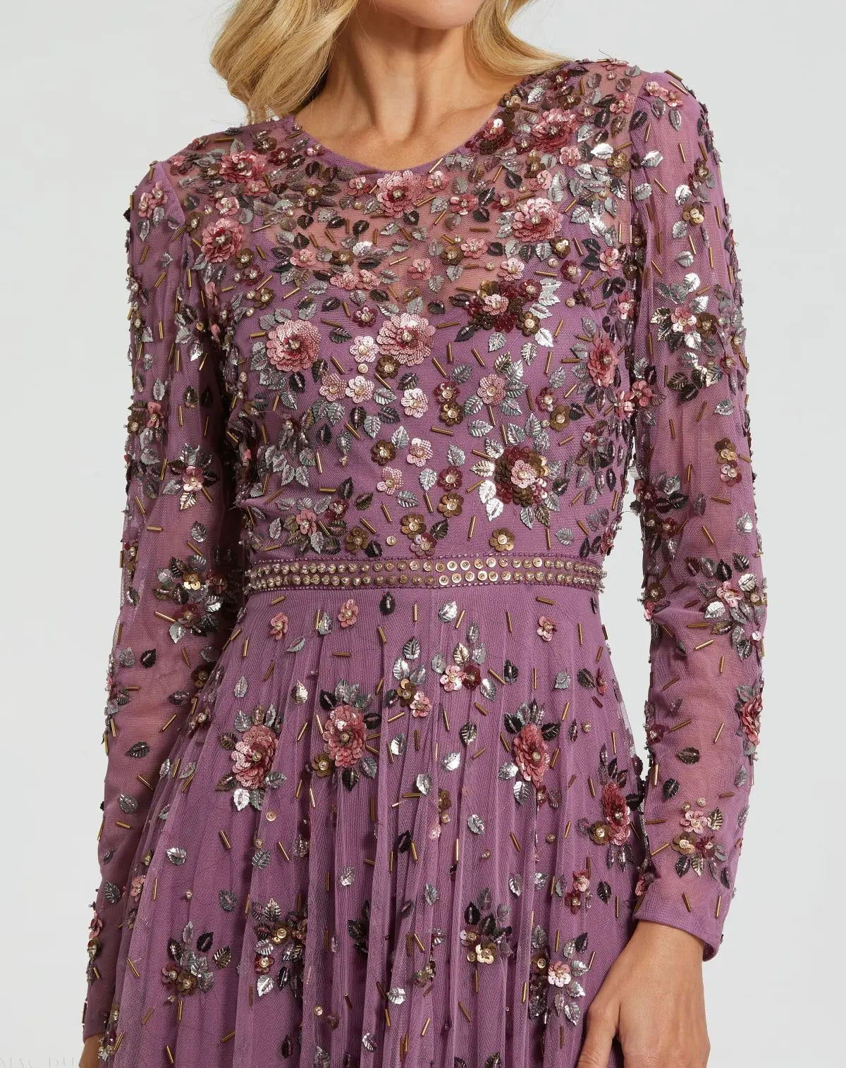 Women's Purple Dress - Black Sequin Floral