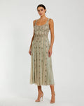 Women's Green Midi Dress Sleeveless - Green Mesh