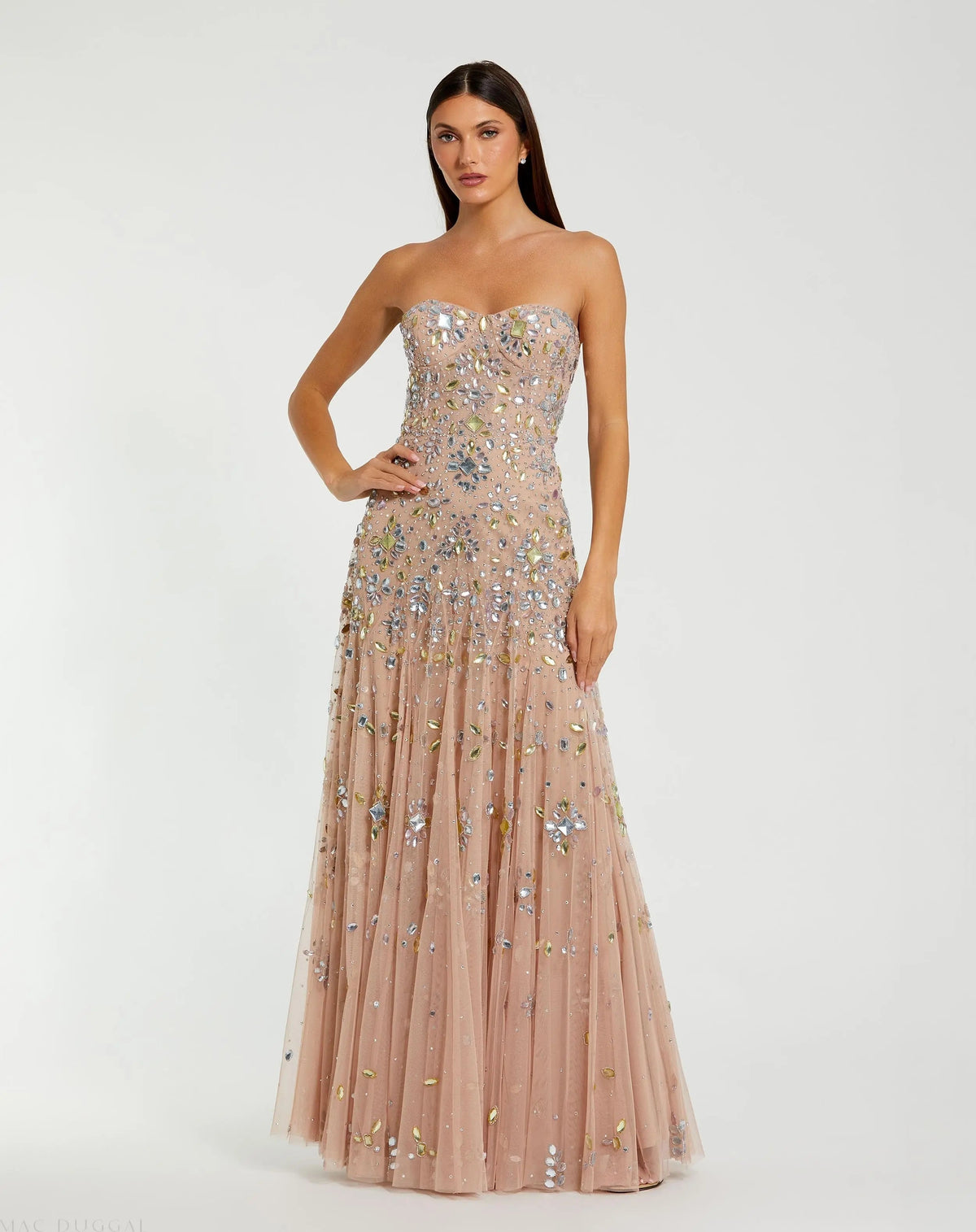 Women's Pink Dress Strapless - Red Sequin