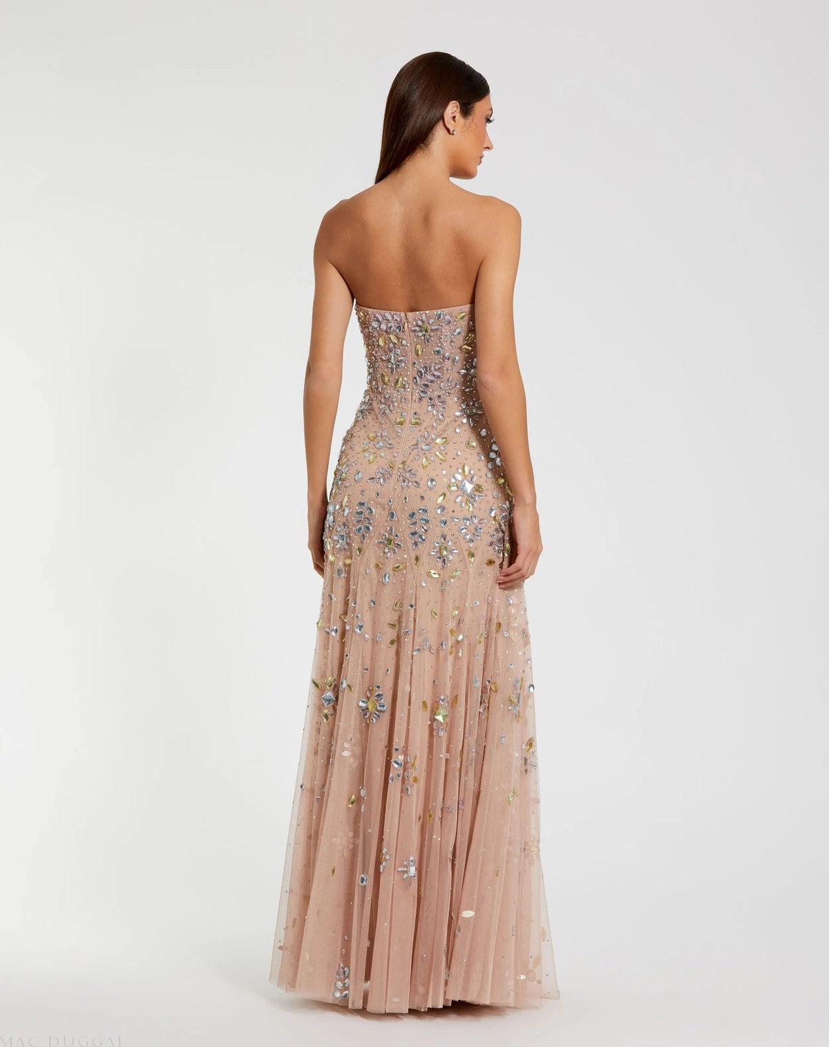 Women's Pink Dress Strapless - Red Sequin