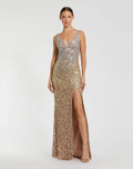 Women's Gold Dress Sequin Sleeveless - Gold