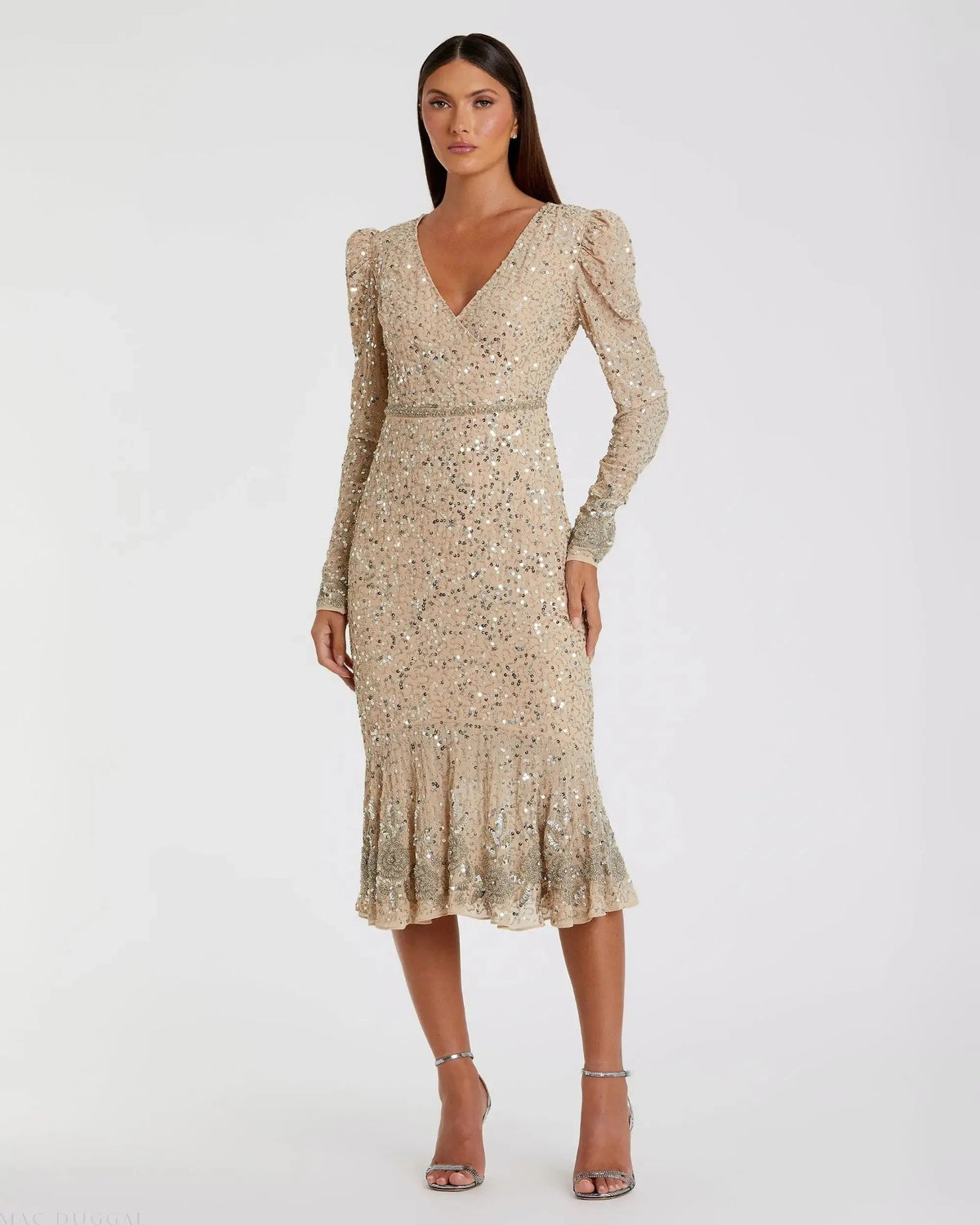 Women's Beige Dress Sequin - And Belt