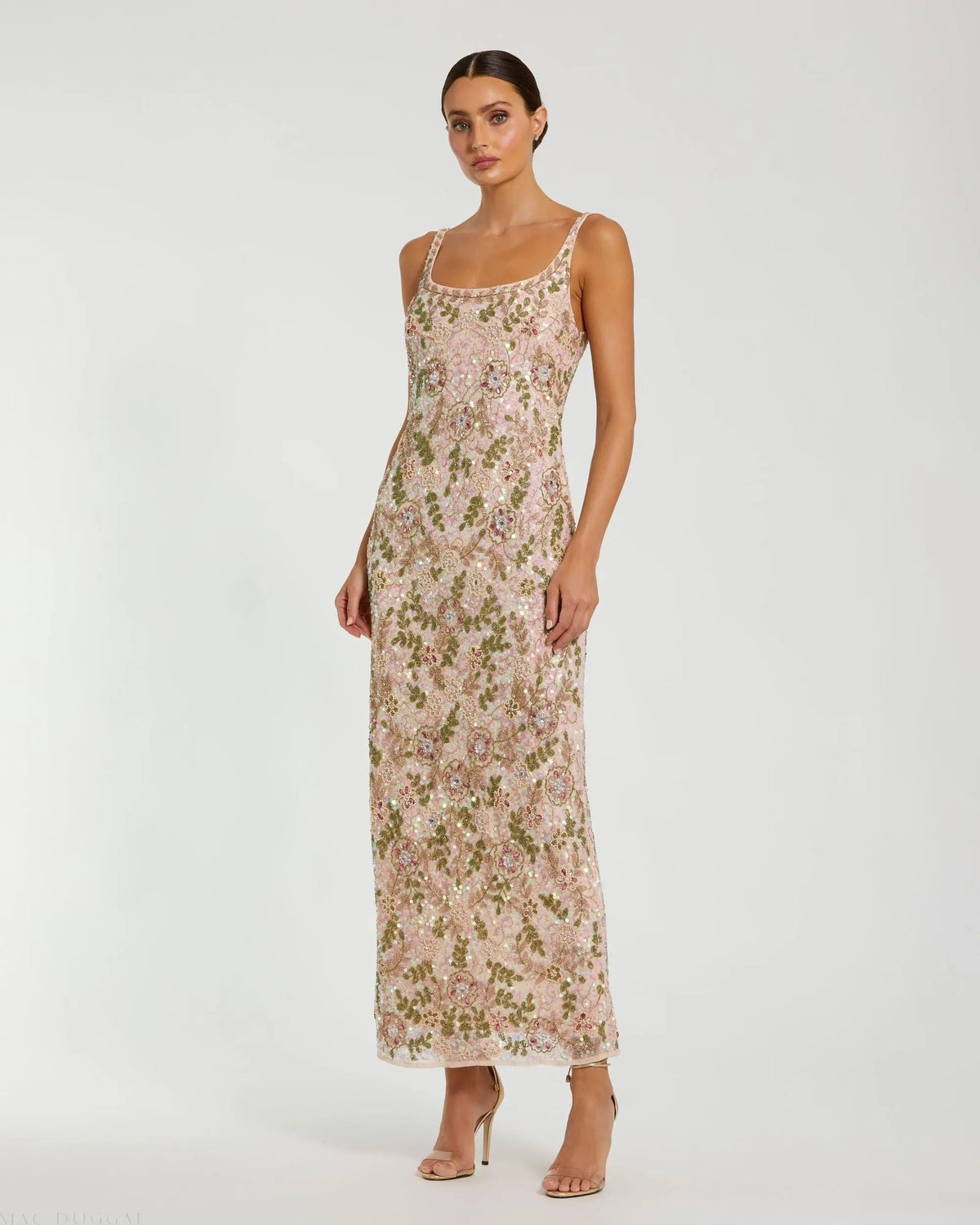 Women's Pink Maxi Dress Floral Sleeveless