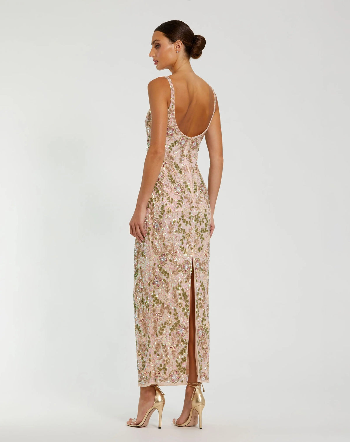 Women's Pink Maxi Dress Floral Sleeveless