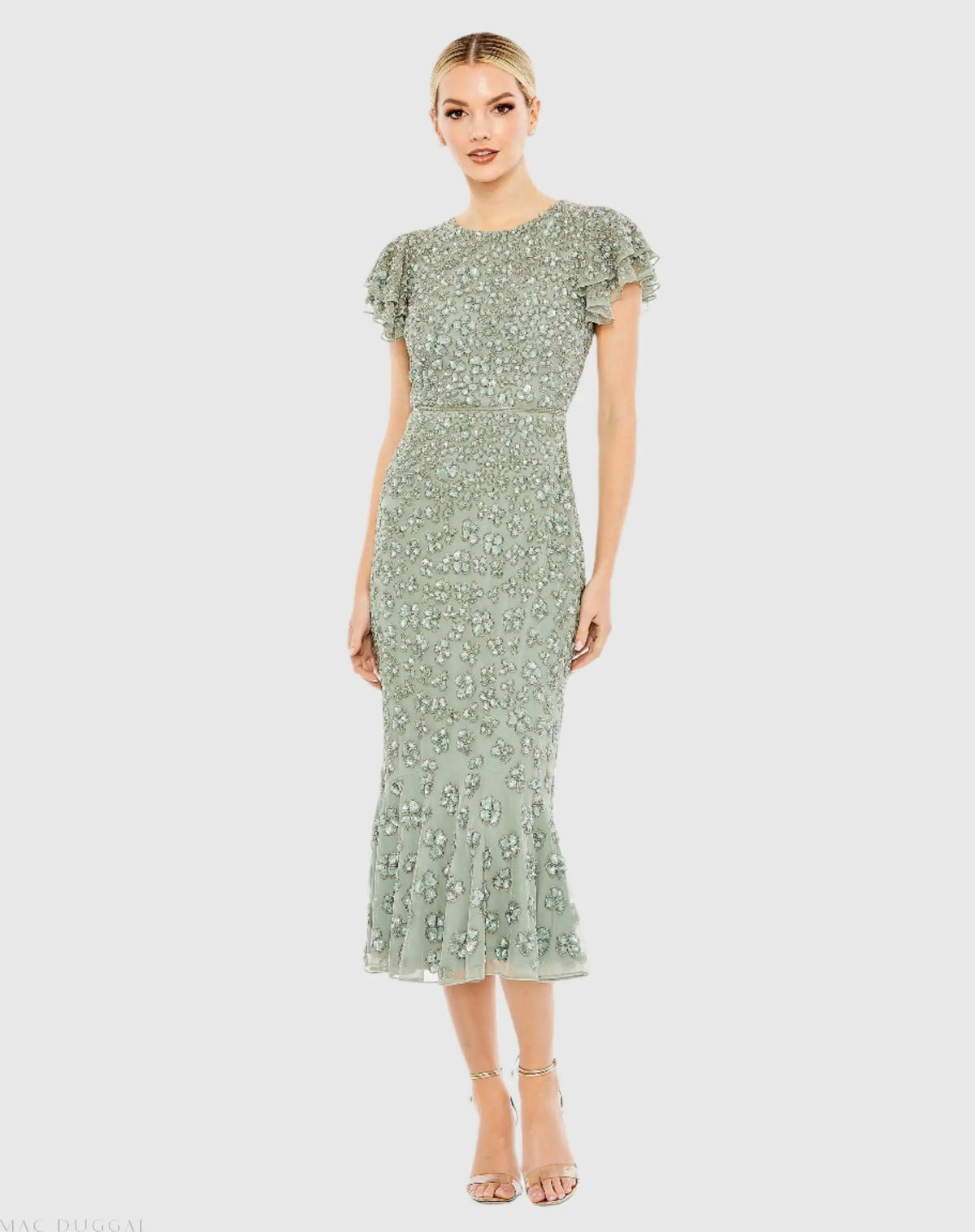 Women's Midi Dress - Sleeve Midi - Flounce Sleeve Midi