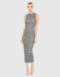 Women's Gray Dress Sleeveless - Gray Sequin Mesh
