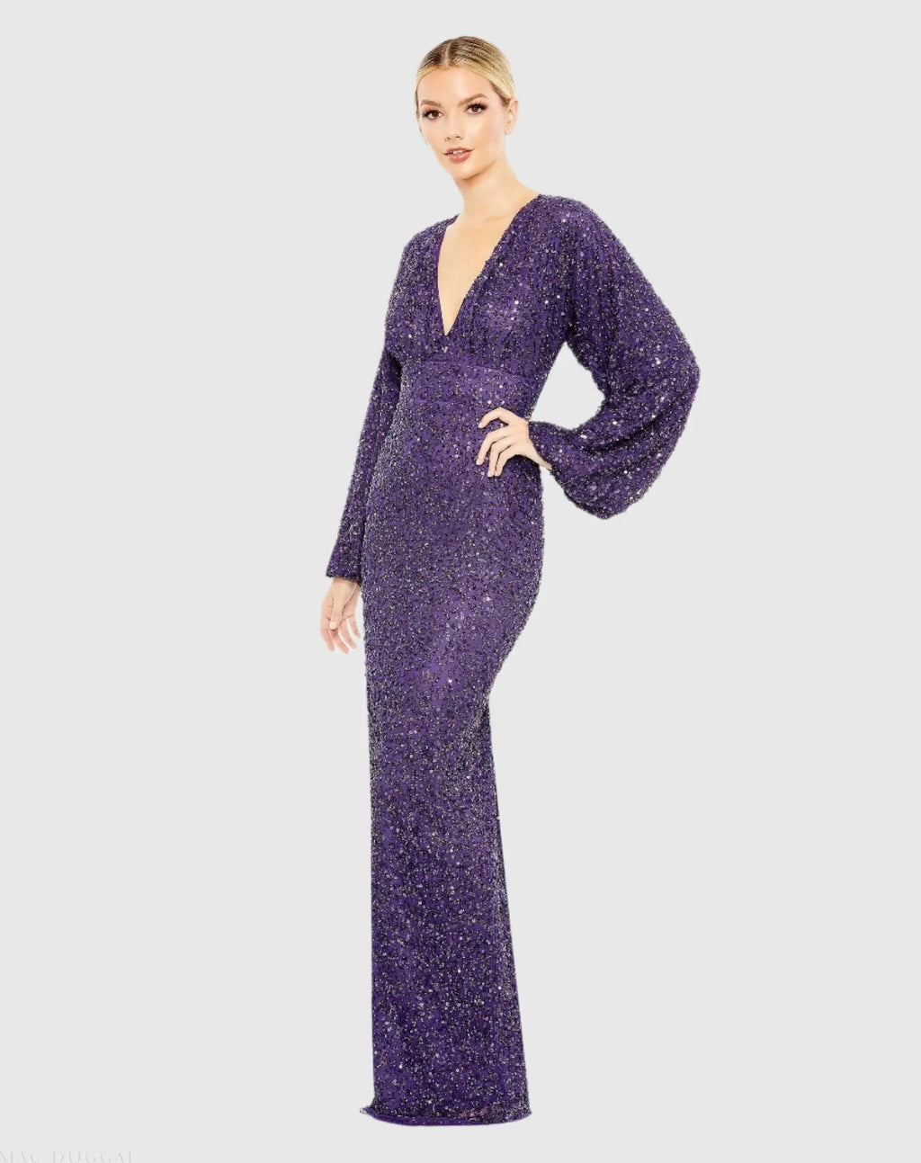 Women's Purple Dress Sequin - Purple Pleated