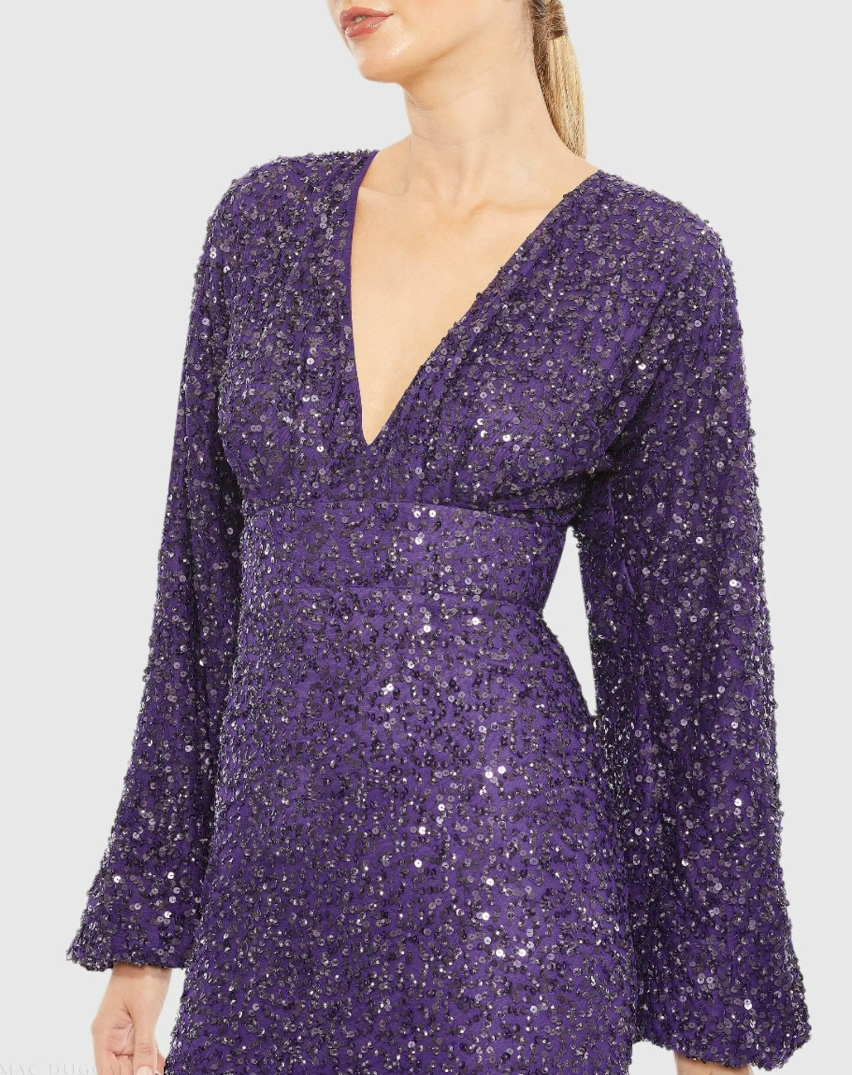 Women's Purple Dress Sequin - Purple Pleated